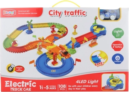 Világító pálya elemes autóval