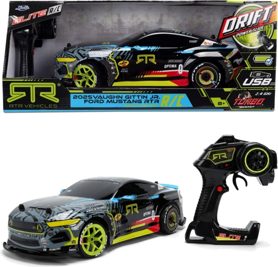 Távirányítós Ford Mustang RTR 2025 Vaughn Gittin Jr. 1:10 méretarányban, drift és Turbo Boost funkcióval