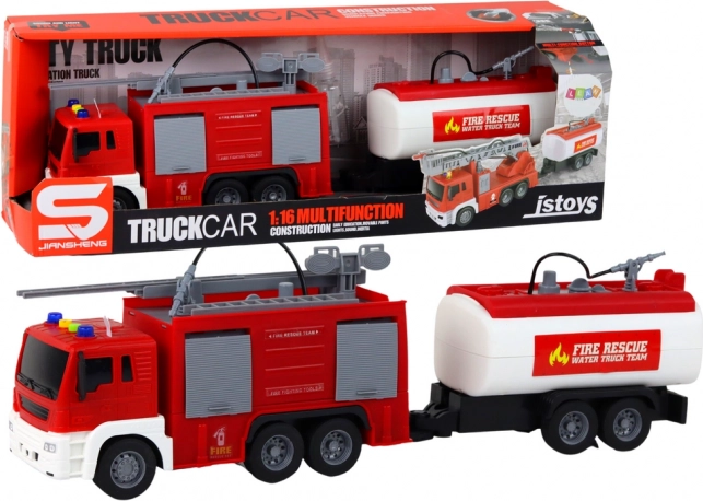 Tűzoltóság utánfutóval Tűzoltóautó 1:16 Hang és fény