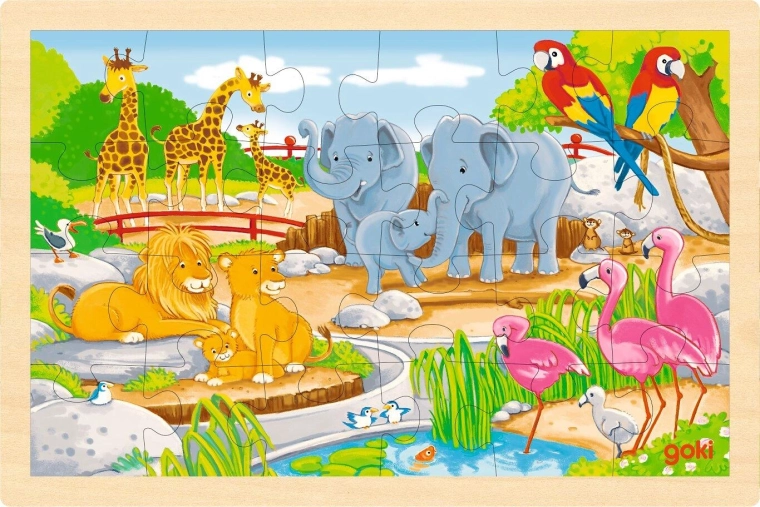 Kétoldalas fa puzzle – farm és állatkert (goki)