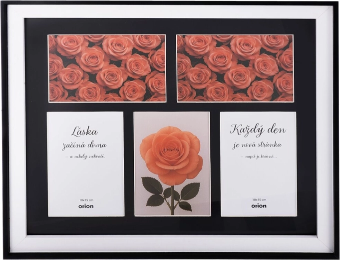 Fa kollázs képkeret 5 db 10 × 15 cm-es fotóhoz, fekete