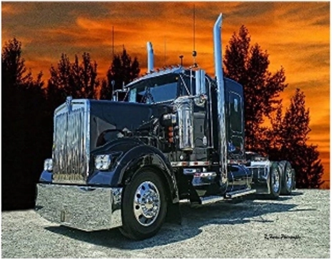 Gyémántfestés – teherautó naplementében 30 × 40 cm