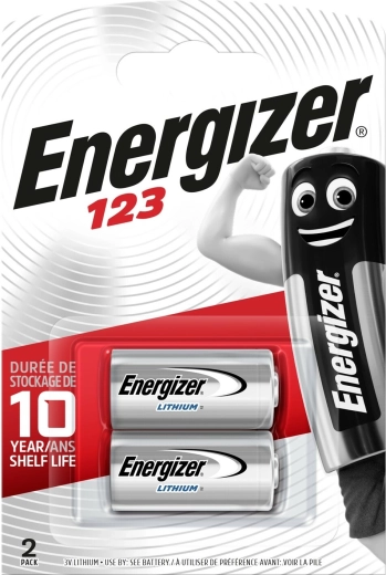 ENERGIZER 123 CR123A 3 V lítium elem, 2 db