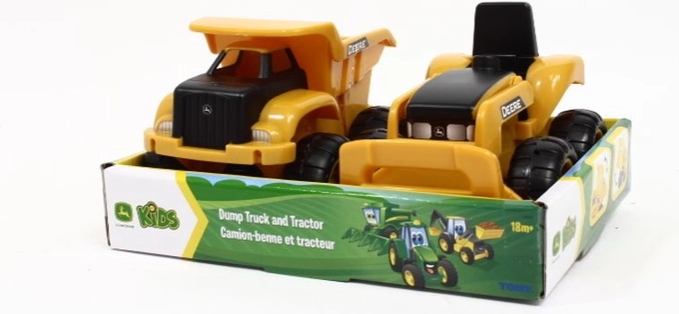 TOMY John Deere gyerek építőjárművek – traktor és billenős teherautó (2 db)