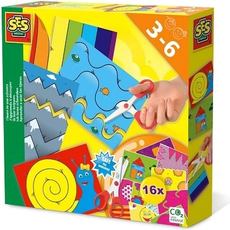 SES Creative Megtanulok vágni – készlet biztonságos ollóval és 16 kártyával
