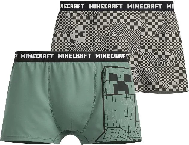Minecraft fiú boxeralsó zöld–szürke (duopack 2 db)