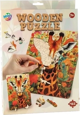 Fa puzzle – zsiráf 125 darabbal, tartóállvánnyal