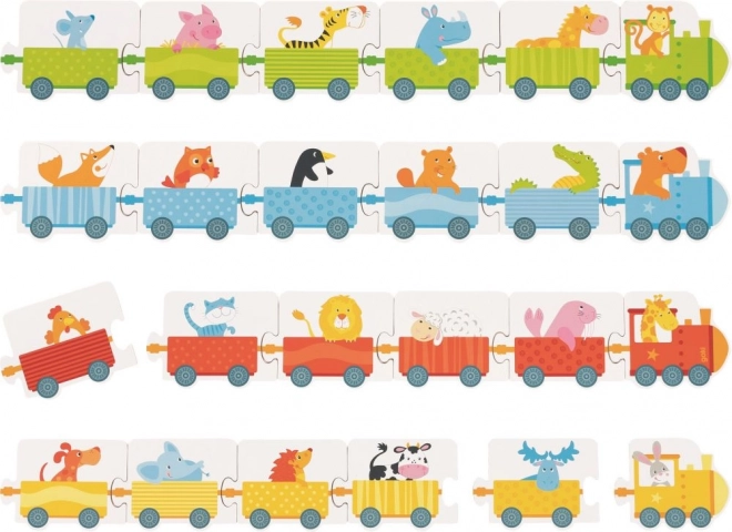 Goki Puzzle Játék Vonatok Kockákkal