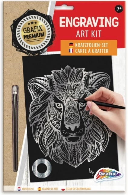 Ezüst kaparós kép oroszlán GRAFIX