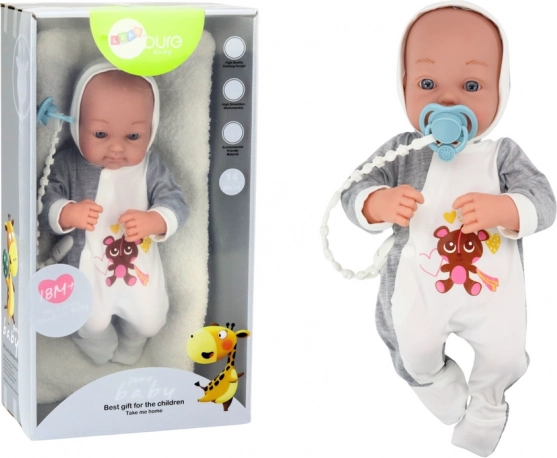 Textil baba cumival és kiegészítőkkel 35 cm