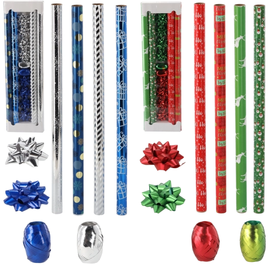 Karácsonyi ajándékcsomagoló szett 70 × 200 cm modern mintakeverék
