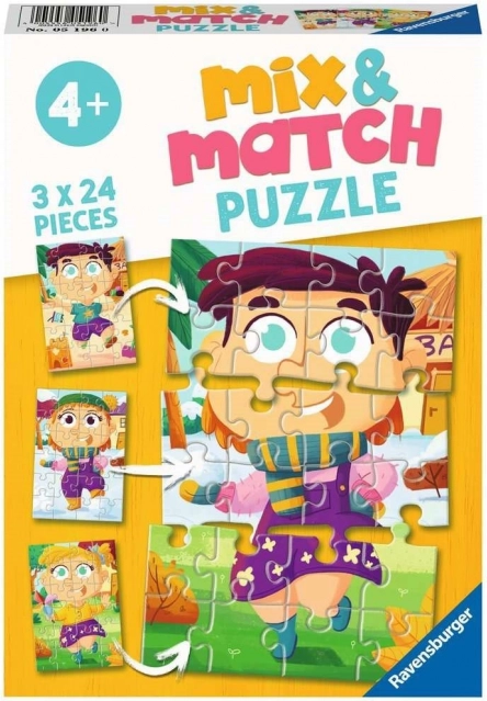 Ravensburger puzzle Mix & Match: színes ruhák 3×24 darab