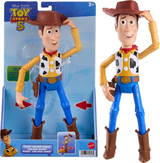 Woody figura a Disney Toy Story 5-ből, kalapemelős funkcióval, 31 cm