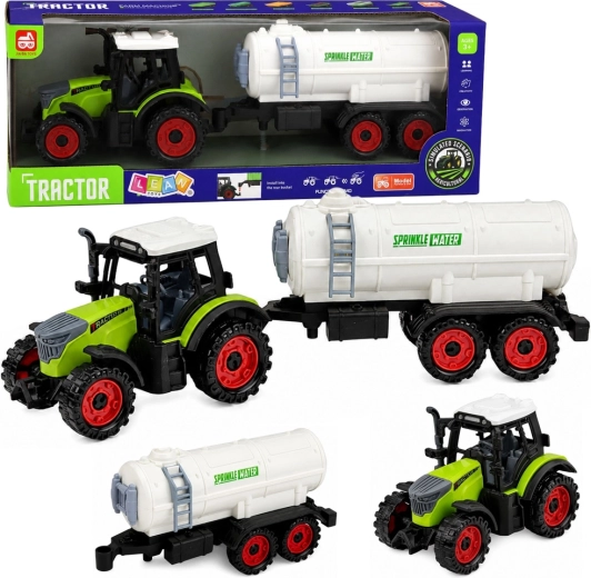 Gyerek farm traktor tartálykocsival, lendkerekes hajtással, 34 cm