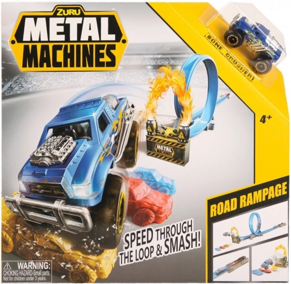 Kaszkadőr versenypálya rámpával és kilövővel, fém autóval