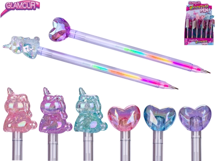 Glamour több színű toll szív- és unikornis motívummal