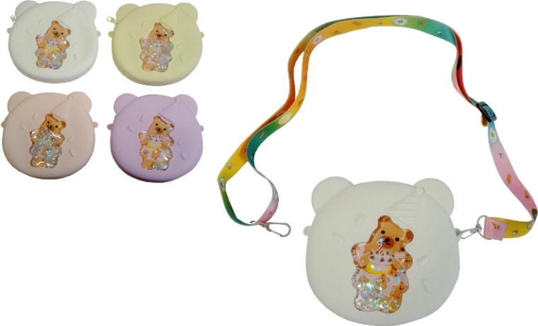 Szilikon kézitáska macival és csillogó csillagokkal