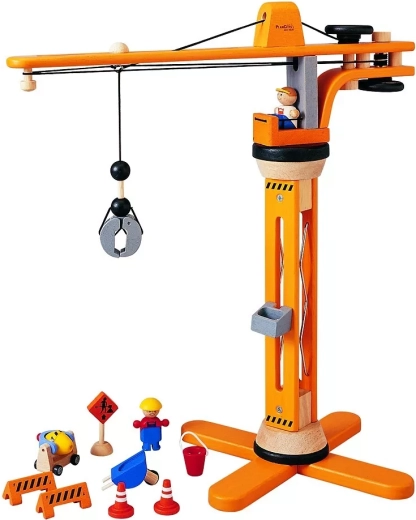 PlanToys fa építődarus készlet