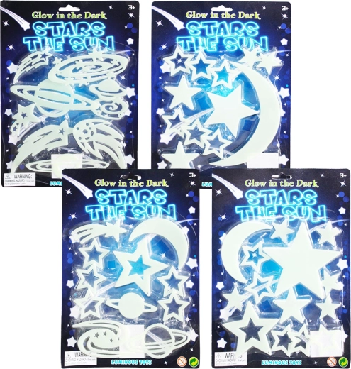 Világító öntapadós dekoráció éjszakai égbolt – csillagok, 4 féle