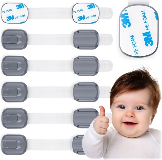 RICOKIDS gyermekbiztonsági szekrényzárak, 6 db, szürke