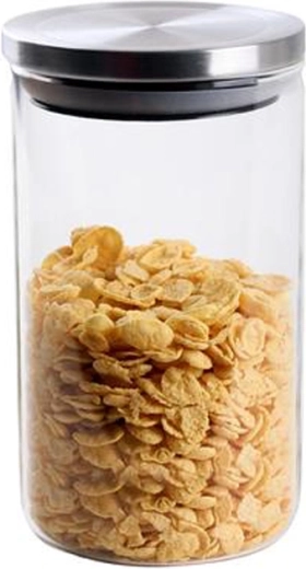 TORO 950 ml boroszilikát üvegből készült üvegedény rozsdamentes acél fedéllel