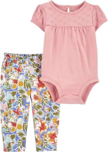 Carter’s 2 részes szett rövid ujjú bodyval és leggingsszel, Grey Pears mintával kislánynak