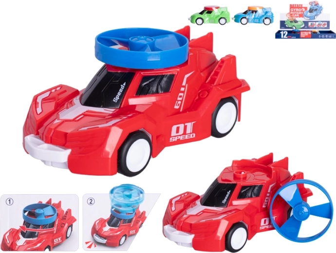 Lendkerekes sportautó beépített spinnerrel, 14 cm