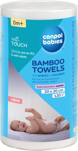 Canpol Babies eldobható bambusz törlőkendők tekercsben, 120 db