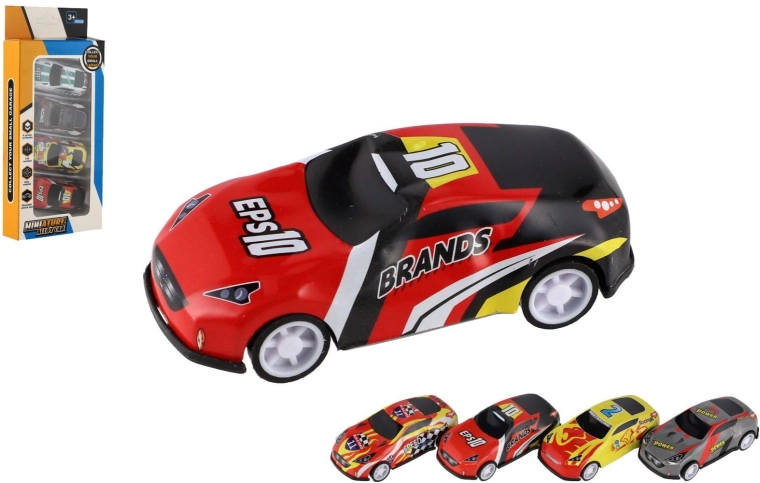 Mini versenyautók szett szabadonfutó kerékkel, 4 db