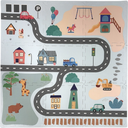 Humbi edukatív habszivacs padlópuzzle szőnyeg – város, 9 db