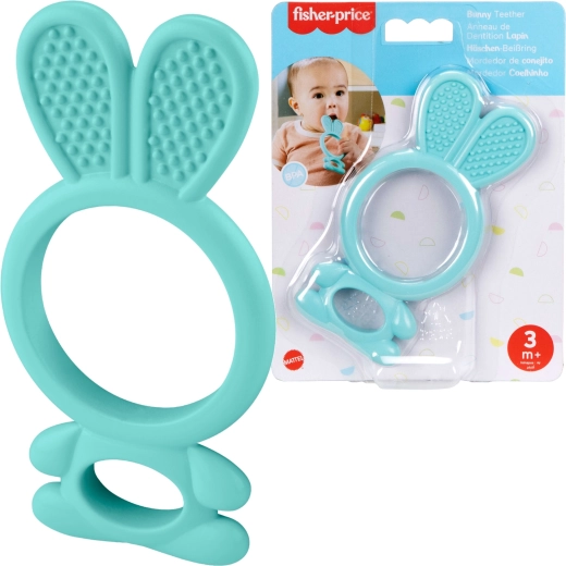 Fisher-Price puha rágóka babáknak – kék nyuszi
