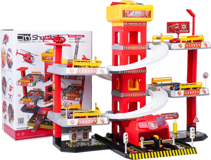 Többszintes tűzoltó parkolóház lifttel és tartozékokkal