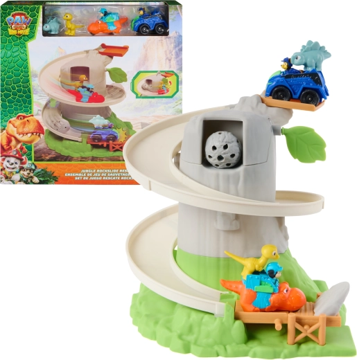 Spin Master Paw Patrol: The Dino Movie Jungle Rockslide Rescue – mentő pálya járművekkel és dinoszauruszokkal