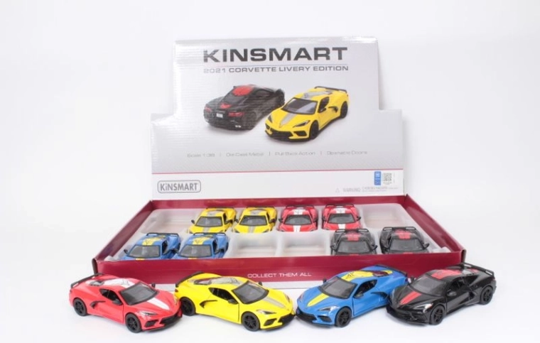 Chevrolet Corvette 2021 fém modellautó 1:36, pull back meghajtással