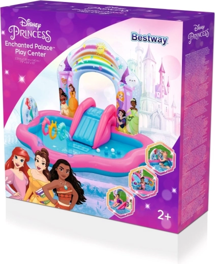 Disney Princess felfújható játszóközpont csúszdával és vízpermetezővel