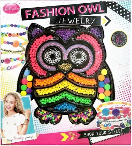 Színes gyöngyök karkötők készítéséhez bagoly alakú csomagolásban