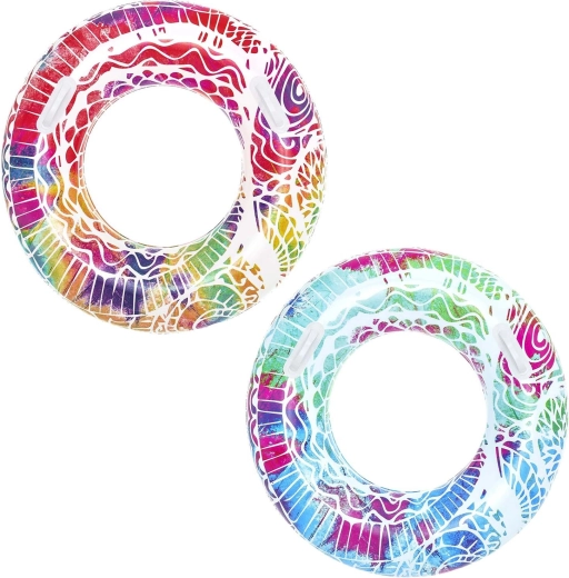 BESTWAY felfújható úszógumi gyerekeknek 91 cm fogantyúkkal – színes mozaikminta