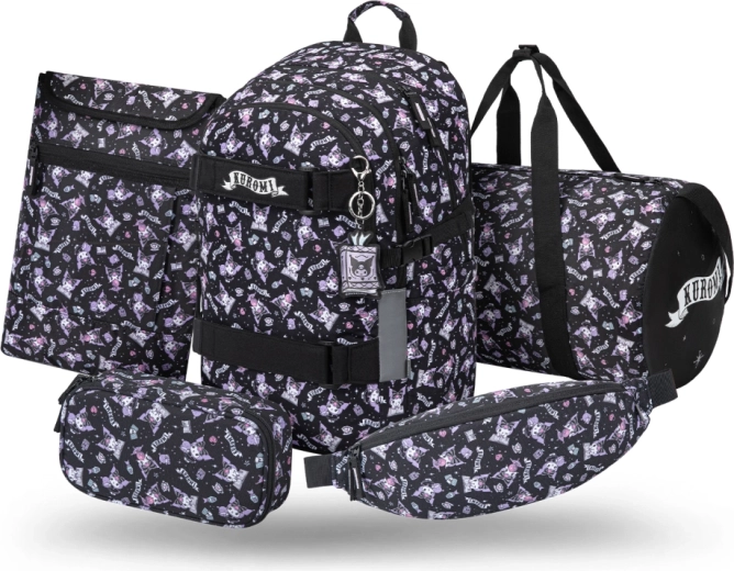 Baagl Skate Kuromi black 5 részes szett – hátizsák, tolltartó, sporttáska, övtáska és notebook tok