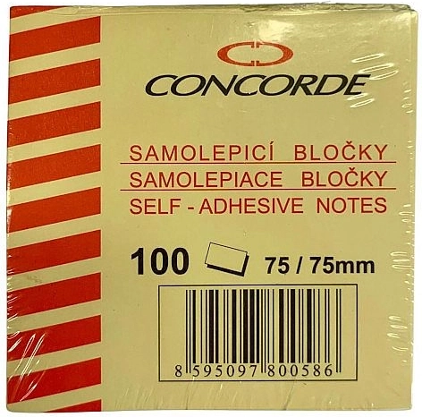 Öntapadó jegyzettömb 75 × 75 mm, 100 lap, sárga
