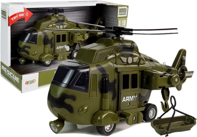 Katonai mentőhelikopter 1:16 fénnyel, hangokkal és horoggal