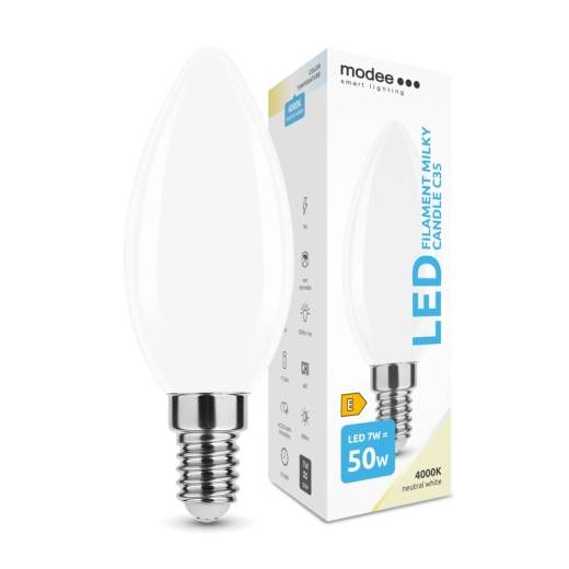 Modee Smart Lighting LED gyertya E14 7 W semleges fehér, opálüveg