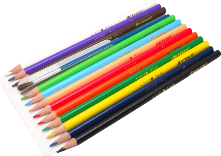 Akvarellceruzák Color Plus – 12 színű készlet ecsettel és hegyezővel