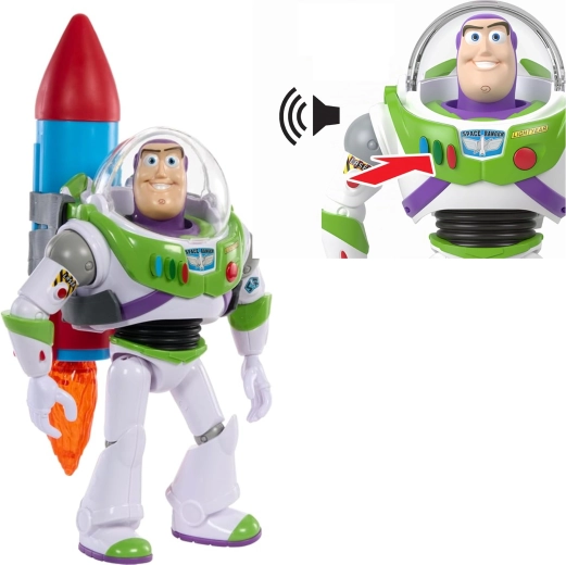 Mattel Disney Toy Story interaktív figura Buzz Rakétás rakétával 27 cm (angol verzió) - 1 db