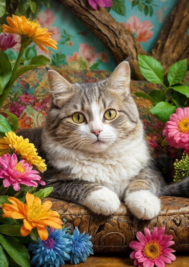 Enjoy puzzle Macska virágok között 1000 darabos