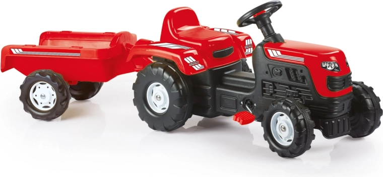 Gyerek pedálos traktor utánfutóval – piros
