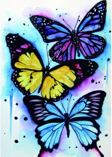 Gyémántfestés – színes pillangók 30 × 40 cm