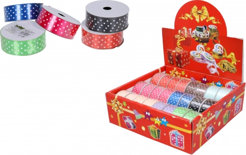 Szatén szalag pöttyökkel 2,5 cm x 2,7 m