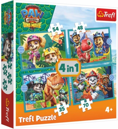 Puzzle 4 az 1-ben Mancs őrjárat (Paw Patrol) Dino Movie – történetek a dinoszauruszok szigetéről