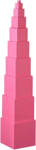 Montessori rózsaszín torony fa kockákból (10 db)