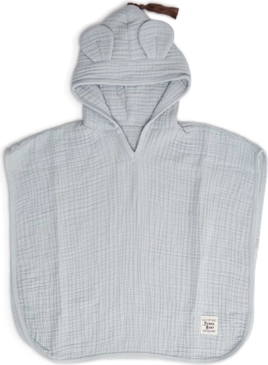 Funnababy muszlin poncsó kapucnival dove grey